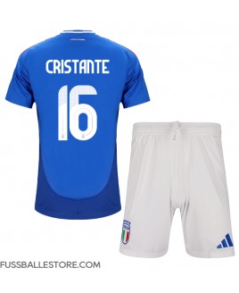 Günstige Italien Bryan Cristante #16 Heimtrikotsatz Kinder EM 2024 Kurzarm (+ Kurze Hosen)